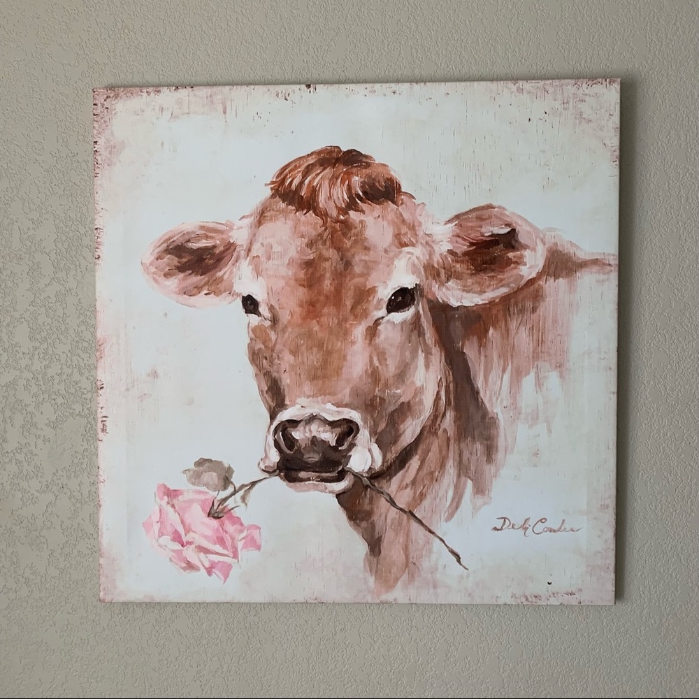 Shabby Chic Farmhouse Cow Canvas Art